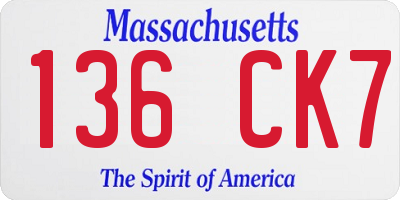 MA license plate 136CK7