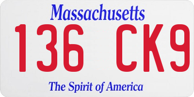 MA license plate 136CK9