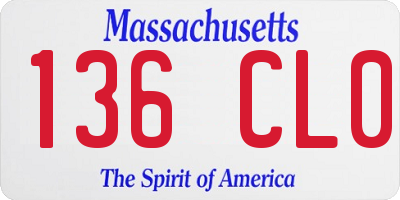 MA license plate 136CL0