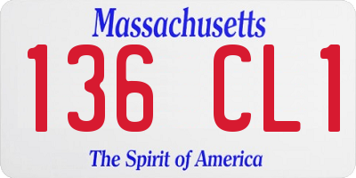 MA license plate 136CL1