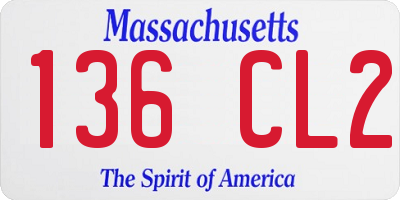 MA license plate 136CL2