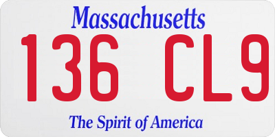 MA license plate 136CL9