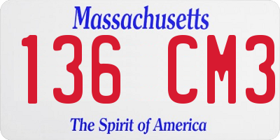 MA license plate 136CM3