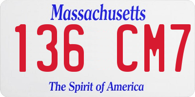 MA license plate 136CM7