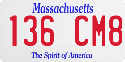 MA license plate 136CM8