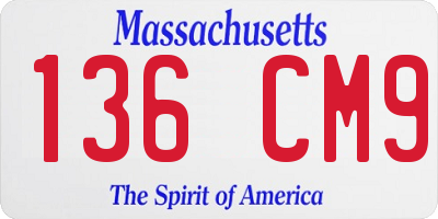MA license plate 136CM9