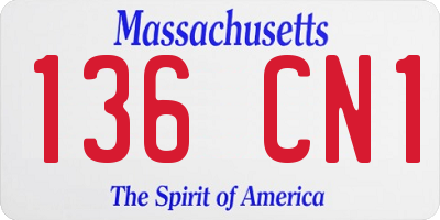 MA license plate 136CN1