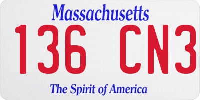 MA license plate 136CN3