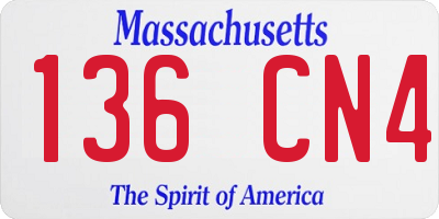 MA license plate 136CN4