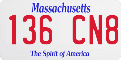 MA license plate 136CN8