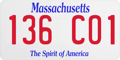 MA license plate 136CO1