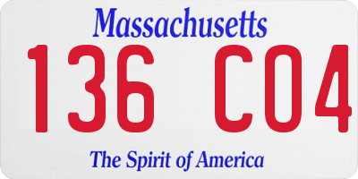 MA license plate 136CO4
