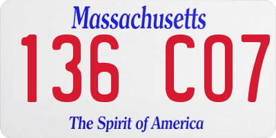 MA license plate 136CO7