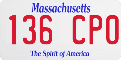 MA license plate 136CP0