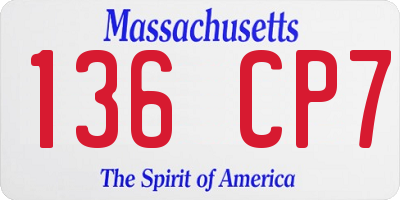 MA license plate 136CP7