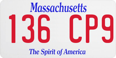 MA license plate 136CP9
