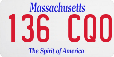 MA license plate 136CQ0