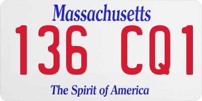 MA license plate 136CQ1