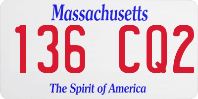 MA license plate 136CQ2
