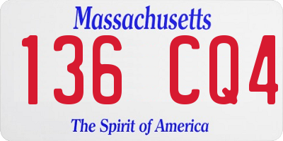MA license plate 136CQ4