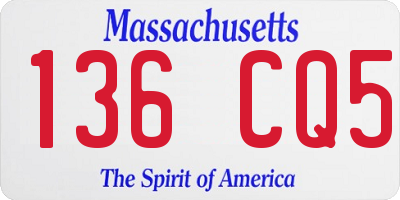 MA license plate 136CQ5