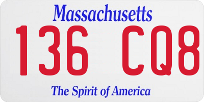 MA license plate 136CQ8