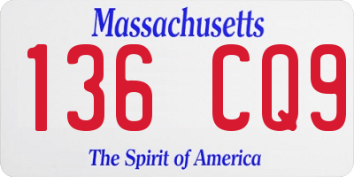 MA license plate 136CQ9