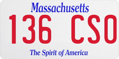 MA license plate 136CS0