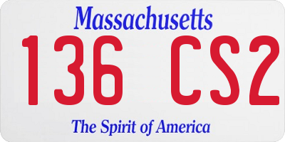 MA license plate 136CS2