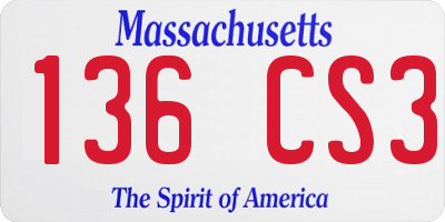 MA license plate 136CS3