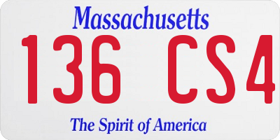 MA license plate 136CS4