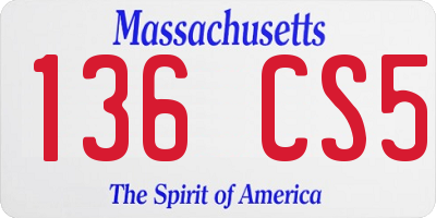 MA license plate 136CS5