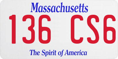 MA license plate 136CS6