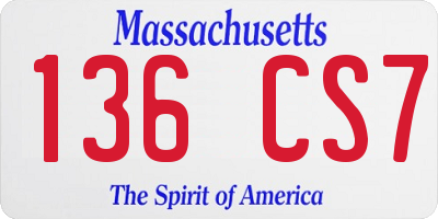 MA license plate 136CS7
