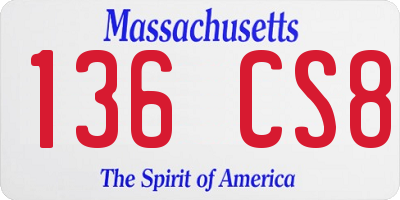 MA license plate 136CS8