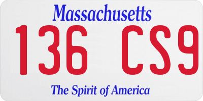 MA license plate 136CS9