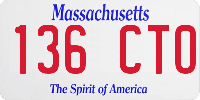 MA license plate 136CT0