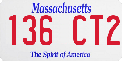 MA license plate 136CT2