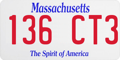 MA license plate 136CT3