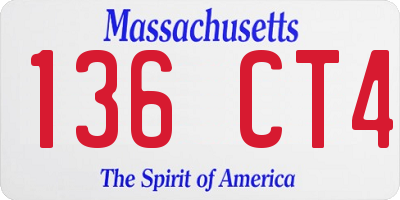 MA license plate 136CT4