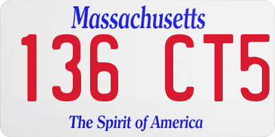 MA license plate 136CT5