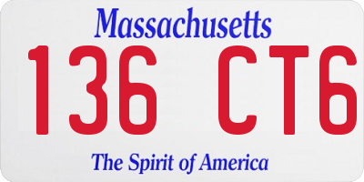 MA license plate 136CT6