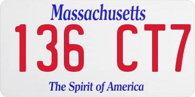 MA license plate 136CT7