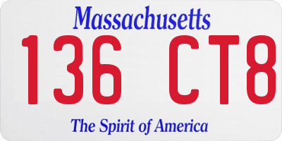 MA license plate 136CT8
