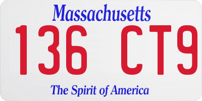 MA license plate 136CT9
