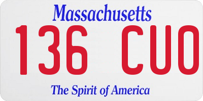 MA license plate 136CU0