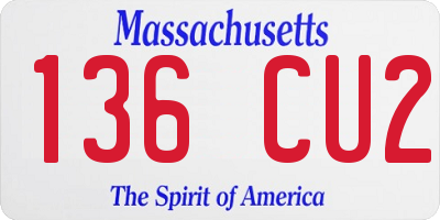 MA license plate 136CU2