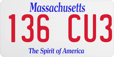MA license plate 136CU3