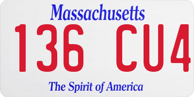 MA license plate 136CU4