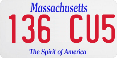 MA license plate 136CU5
